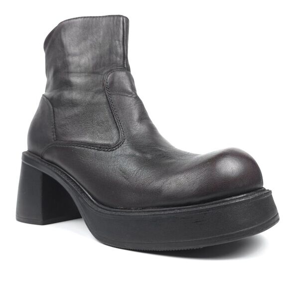 AMERICAN EAGLE 90s Vintage Leather Platform Ankle Boots Chunky Heel Y2k Grunge - Picture 6 of 13